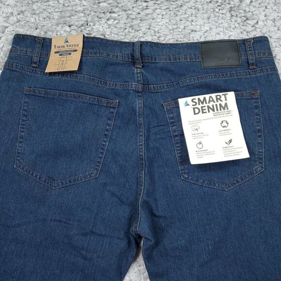 Tailor Vintage Canaan Slim Fit Stretch Jeans Men's Size 38 x 30 Dark Wash Blue - Picture 3 of 9